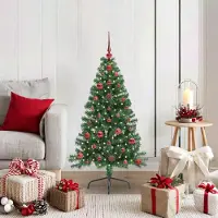 vidaXL "Schlussverkauf" Künstlicher vorbeleuchteter Weihnachtsbaum(1 pc) - Kunstbaum/Tannenbaum - Grün 120 cm PVC C7790