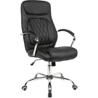 Möbelando Schreibtischstuhl Bezug Kunstleder Schwarz Bürodrehstuhl bis 120 kg | Design Drehstuhl Höhenverstellbar | Bürosessel mit Armlehnen & niedriger Rückenlehne