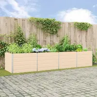 vidaXL "Schlussverkauf" Pflanzkübel im Garten - 1 pc - Blumenbeet/Gartenbeet - Elfenbein 195x100x45 cm Verzinkter Stahl C13520