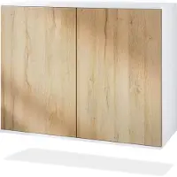 Vladon Kommode Skadu V3, Moderner Küchenschrank mit 2 großen Türen Weiß matt / Eiche Natur (92,5 x 73.5 x 35)