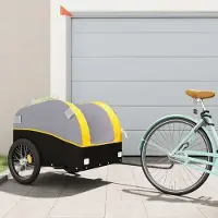 vidaXL Möbel Fahrradanhänger Schwarz und Gelb 45 kg Eisen - Fahrradanhänger &20129