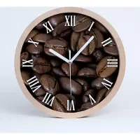 Tulup Holzuhr 25fi cm wanduhr - weiße Spitzen - Kaffeebohnen