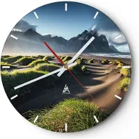 ARTTOR Wanduhr - Rund - Glasuhr - Vulkan Natur - 30x30cm - Schleichendes Uhrwerk - Lautlos - zum Aufhängen bereit - Dekoration Modern - Wanddekoration aus Glas - C3AR30x30-3496