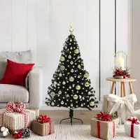 vidaXL "Schlussverkauf" Künstlicher vorbeleuchteter Weihnachtsbaum(1 pc) - Kunstbaum/Tannenbaum - Schwarz 120 cm PVC C7842