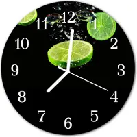 Tulup Glasuhr Wanduhr Küchenuhr Echt-Glas 30fi cm Limetten grün schwarz