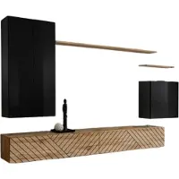 Meublorama AM-SWITCH 2-SWTL SW 2*7C/99KG, 2 Regale, 5 Tür(en), Schwarz, Mitteldichte Faserplatte (MDF), 400 mm, 3300 mm