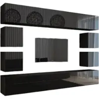 Meublorama FH-C17-17-HG-B-1-1A+2-SQUERE-RGB*11C/113KG, 10 Tür(en), Schwarz, Mitteldichte Faserplatte (MDF), 350 mm, 2490 mm, 1830 mm