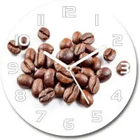 Tulup Wanduhr aus Glas 30fi Glasbild Glasuhr Gehärtetes Glas - weisse-zeiger - Coffee beans