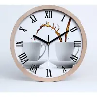 Tulup Holzuhr 25fi cm wanduhr - schwarze Spitzen - rieselfähigen Kaffee