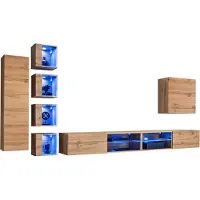 Meublorama AM-SWITCH 26-WT SW 26*9C/98KG, 5 Regale, 8 Tür(en), Braun, Mitteldichte Faserplatte (MDF), 400 mm, 3200 mm
