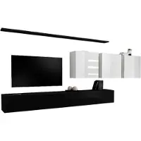 Meublorama AM-SWITCH 7-ZW SW 7*7C/95KG, 2 Regale, 5 Tür(en), Schwarz, Mitteldichte Faserplatte (MDF), 400 mm, 3400 mm