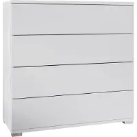 Vladon Kommode Pavos V3, Sideboard mit 4 Schubladen Weiß matt/Weiß matt (76 x 76 x 35 cm)