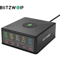 Insma BlitzWolf 160W 5-Port USB PD Tischladegerät Dual USB-A QC3.0 + Dual PD65W Typ-C + 65W Typ-C PD3.0 mit 15W 10W 7,5W 5W kabellosem Schnellladegerät