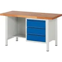 RAU Werkbank mit 3 Schubladen - 180:3 - Ablageboden - 840 x 1.500 x 700 mm (HxBxT) - Traglast 1.250 kg - Buche