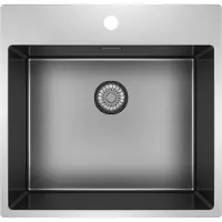 Caressi 1-Becken Spüle CAPP50KR10GM 708035 mit Hahnbank in Gun Metal (PVD) / ab 60 cm Schrankbreite / Auflage / Flächenbündig