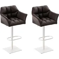 Mendler 2er Set Barhocker HLO-CP1 Kunstleder weiß braun