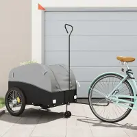 vidaXL Fahrradanhänger Schwarz und Grau 45 kg Eisen - Fahrradanhänger 94154