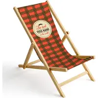 Ferocity Personalisierbarer Holz Liegestuhl Klappbar Klappliegestuhl Sonnenliege Strandstuhl Wechselbezug Motiv Orange Kariert [119]