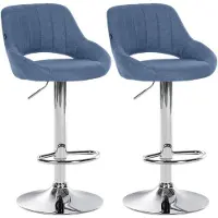 CLP 2er Set Barhocker Milet Stoff C blau
