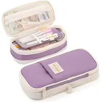 OKWISH Großes Federmäppchen mit viel Stauraum, Stifteetui mit mehreren Fächern, Schlampermäppchen für Schule, Studium und Büro, Lila