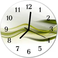 Tulup Glasuhr Wanduhr Küchenuhr Echt-Glas 30fi cm Abstrakte Linien grün