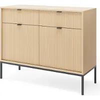 Masseno Kommode STELLARE 104 cm Sideboard mit 2 Schubladen und 2 Türen für Wohnzimmer Schlafzimmer Modern 104x39x83 cm Eichefarben / Naturfarben