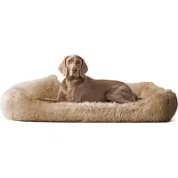 Tierlando Orthopädisches Hundebett PEDRO Shaggy kuscheliger Langflor - Größe: 160x110cm | Farbe: 14 Beige