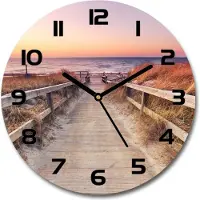 Tulup Wanduhr aus Glas 30fi Glasbild Glasuhr Gehärtetes Glas - schwarze-zeiger - Path to the beach