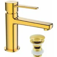 Invena | Waschbeckenarmatur Glamour - Gold - Einhebelmischer - Perlator - Zertifikat Pzh