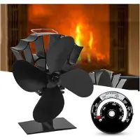 Kkmoon 4 Blätter Kaminventilator Stromloser Ventilator Ofenventilator Kamin Lüfter Stromloser Holzofenventilator, extrem leiser Kamin, holzbefeuerter Eco-Ventilator für effiziente Wärmeverteilung