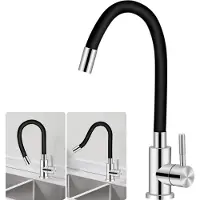 Markenlos Edelstahl flexibler Spülbeckenarmatur Küchenarmatur 360 Grad drehbar mit wassersparendem Belüfter Schwarz