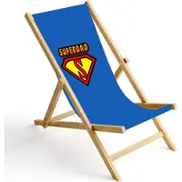 Ferocity Holz Liegestuhl Klappbar Klappliegestuhl Sonnenliege Strandstuhl Wechselbezug Motiv Superdad [119]