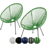 Sunnypillow 2er Set Acapulco Gartenstuhl | gemütlicher Loungesessel für Wohnzimmer, Terrasse, Garten, Balkon Sessel Stuhl | Grün