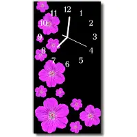 Tulup Glasuhr Wanduhr Küchenuhr Echt-Glas 30x60 Blumen Mehrfarbig