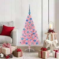 vidaXL "Schlussverkauf" Künstlicher vorbeleuchteter Weihnachtsbaum(1 pc) - Kunstbaum/Tannenbaum - Rosa 120 cm PVC C7821