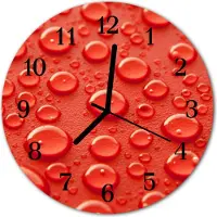 Tulup Glasuhr Wanduhr Küchenuhr Echt-Glas 30fi cm Wassertropfen rot
