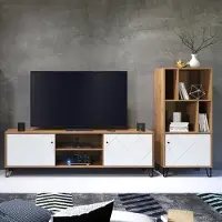 Lomadox Wohnwand modernes Design TORINO-19 in Artisan Eiche Nb. mit weiß matt, B/H/T: ca. 261/136/40 cm