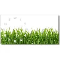 Tulup Wanduhr aus Glas – 60x30 cm - Glasbild - Glasuhr - Gehärtetes Glas - weisse-zeiger - Gras