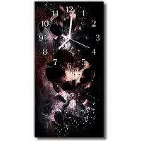 Tulup Glasuhr Wanduhr Küchenuhr Echt-Glas 30x60 Blumen Schwarz