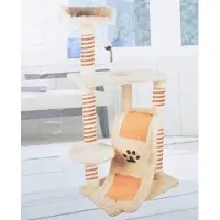 BURI Kratzbaum für Katzen 123cm Sisal mit Liegeplattform und Spielmöglichkeiten