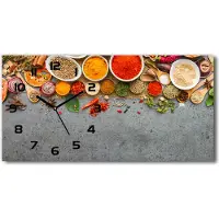 Tulup Wanduhr aus Glas – 60x30 cm - Glasbild - Glasuhr - Gehärtetes Glas - schwarze-zeiger - Gewürzmischung