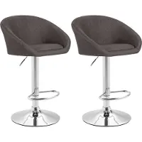 CLP 2er Set Barhocker Miami V2 Stoff chrom dunkelgrau
