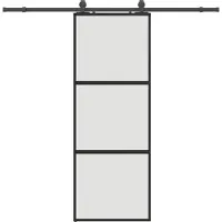 Syfax Schiebetür mit Beschlag Schwarz 76x205 cm Hartglas