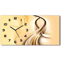 Tulup Wanduhr aus Glas – 60x30 cm - Glasbild - Glasuhr - Gehärtetes Glas - schwarze-zeiger - Wellen Abstraktion