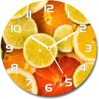 Tulup Wanduhr aus Glas 30fi Glasbild Glasuhr Gehärtetes Glas - weisse-zeiger - Citrus fruits