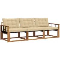 vidaXL Outdoor-Sofagarnitur 3 stk. Natur und Beige