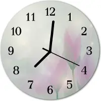 Tulup Glasuhr Wanduhr Küchenuhr Echt-Glas 30fi cm Blumen rosa