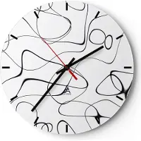 ARTTOR Wanduhr - Rund - Glasuhr - Linie nichts Muster - 30x30cm - Schleichendes Uhrwerk - Lautlos - zum Aufhängen bereit - Dekoration Modern - Wanddekoration aus Glas - C3AR30x30-5054