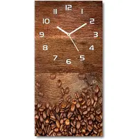 Tulup Wanduhr aus Glas – 30x60 cm - Glasbild - Glasuhr - Gehärtetes Glas -Körner Kaffee
