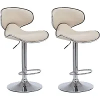 CLP 2er Set Barhocker Las Vegas V2 Kunstleder chrom creme